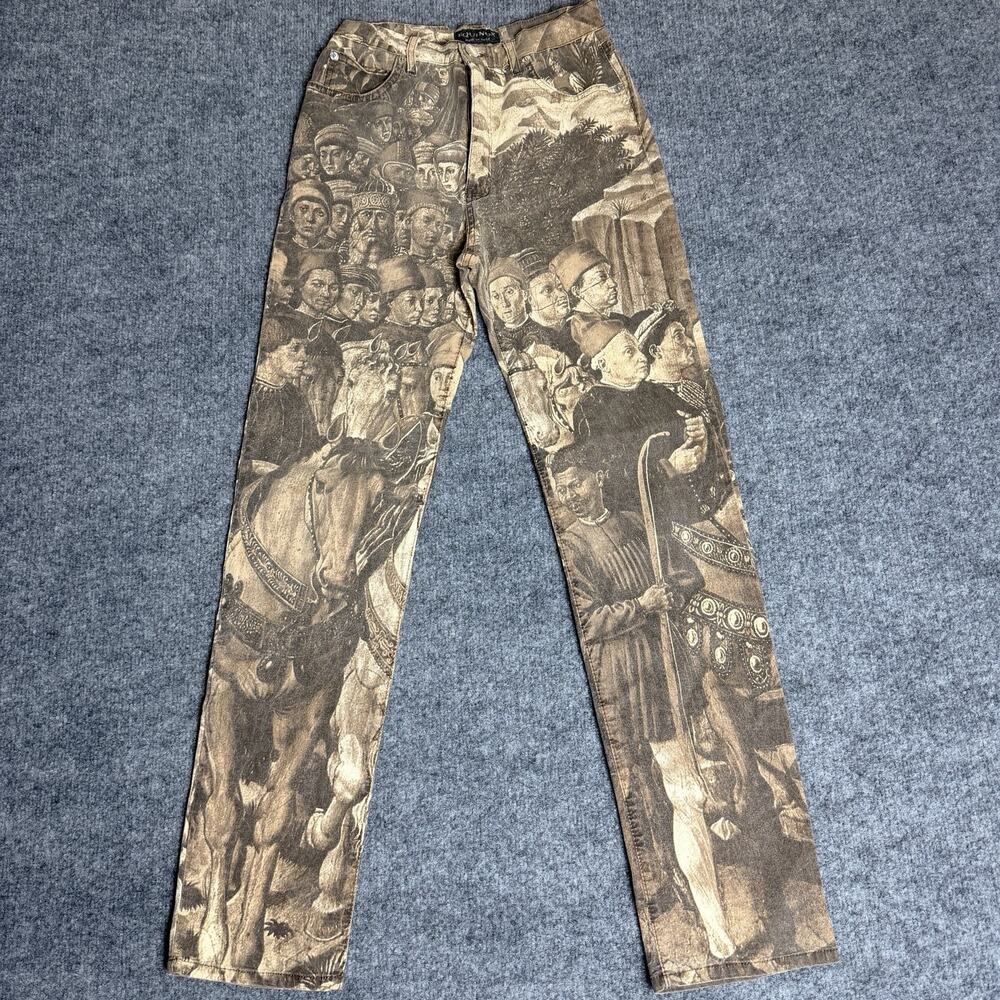 Equinox Overdrive Jeans Italy Sz 44 Renaissance Art Print Graphic Pants Y2K